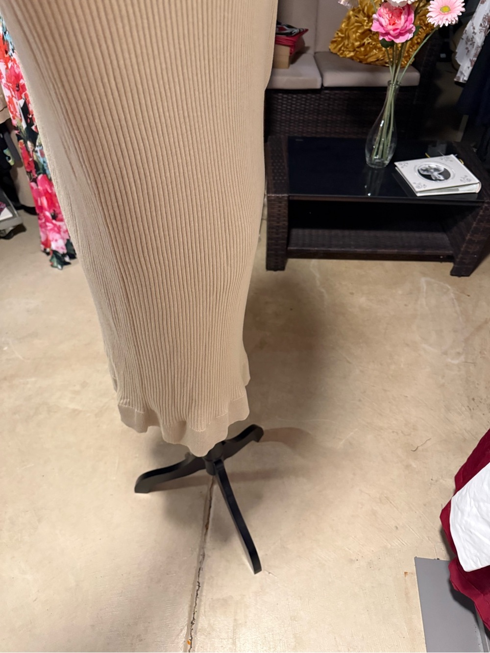 LOFT Long Cream Open-Front Ribbed Cardigan - Picture 5 of 7